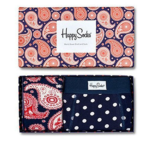 Happy Socks Men Boxer Brief and Sock-Blue/Dotted/Red-GL/SHG