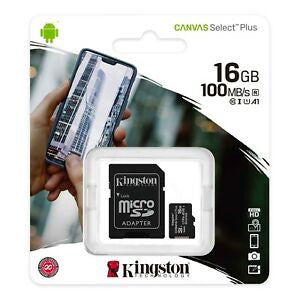 Kingston Canvas 16GB 100MB/S Micro SD Memory Card