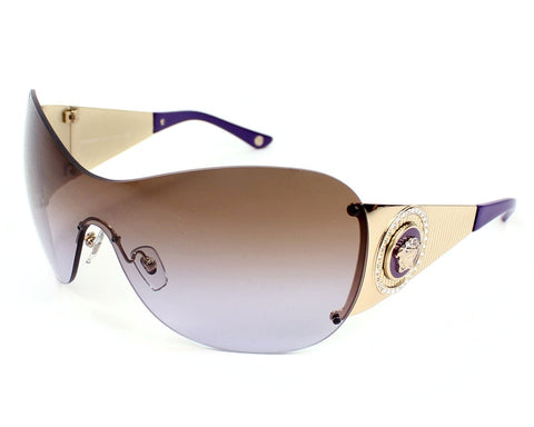 Versace 2135-B 1252/68 Women Metal-Rhinestones Gold Sunglass-Purple Gradient Grey-GL