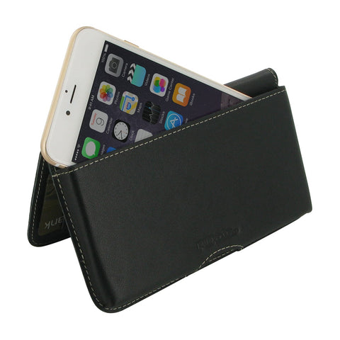 Leather Pouch Case Magnetic Snap For iPhone 6-Black