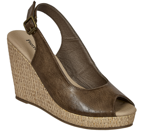 Pierre Dumas Blush-1 Women Open Toe Wedge Heel Ankle Strap Shoe Taupe-SHG