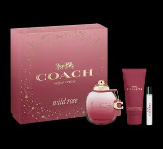 Coach Wild Rose Eau de Parfum 3 Pcs Set, EDP 90ML+B100ML+Pouch