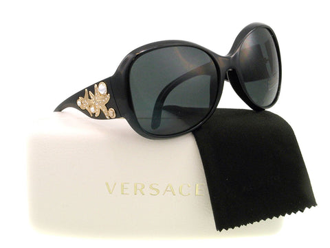 Versace 4244-B GB1/87-Women Acetate Rhinestones Sunglass Black/Gold-GL