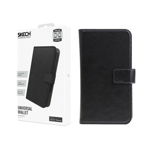 Skech Universal Wallet Case For Mobile Cell Phones 4.2-5.2"-Black