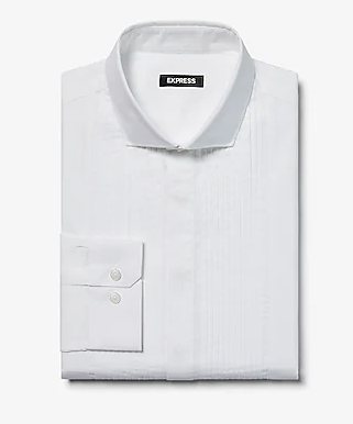 Express 00304734 Men Slim Pleated Tuxedo Dress Shirt White-GL