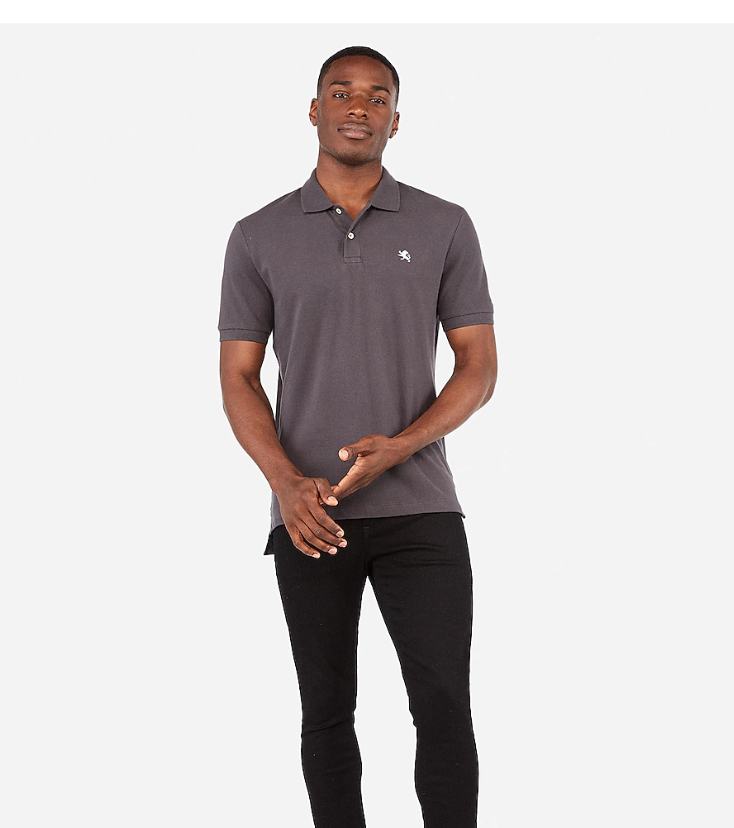 Express 05047433 Men Stretch Pique Polo T Shirt Coal GL GIZMOS