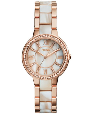 Fossil ES3716 Women Virginia Rose Gold Tone Watch