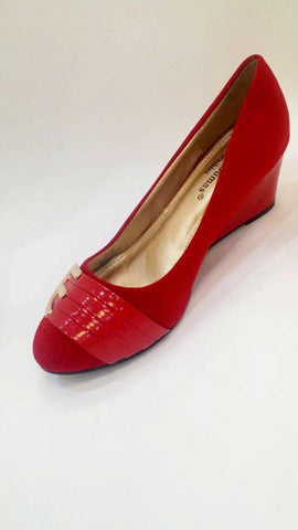 Pierre Dumas Anthony-11 Women Wedge Heel Whole Shoe Round Toe-Red-SHG