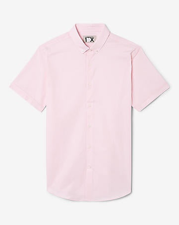 Express 01702758 Men Slim Easy Care Short Sleeve 1MX Shirt Pink-GL