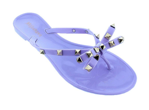 Liliana Jelli-40 Women Jubilee Jelly Thong Studded Accents Chic Flat Sandal Purple-SHW