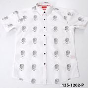 Oleg Cassini Men 13S-1202-P Poplin Print Short Sleeve Shirt White-GL/SHW