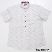 Oleg Cassini Men 13S-1087-P Poplin Print Short Sleeve Shirt White-GL/SHW/SHG