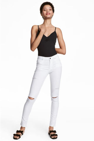 H&M 1722/1-Women Skinny Super Stretch Jeans White Denim-SHG/SHF/SHW