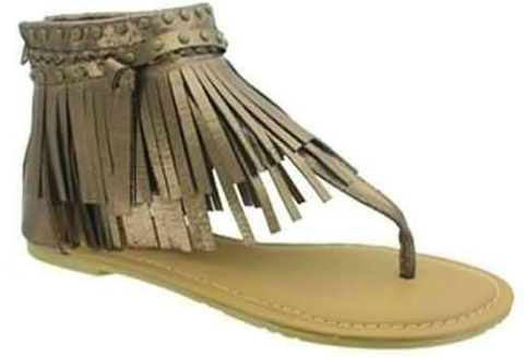 Pierre Dumas Lily-33 Fringe Sandals Bronze-SHG