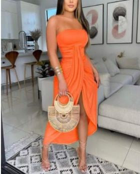 Mundefeis Women H Wrap Dress Orange