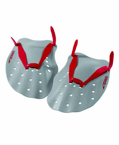 Speedo Contoured Swim Training Paddles, Grey/Red, Medium, Hand Paddles