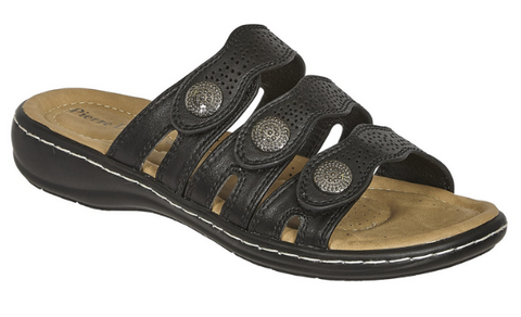 Pierre Dumas Cami-7 Women Slip On Open Toe Small Wedge Heel Sandal Black-SHG/MT