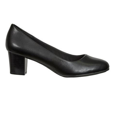 Pierre Dumas Karin-1 Women Round Toe Slip On Fudge Heel Shoe Black-SHG/SHW
