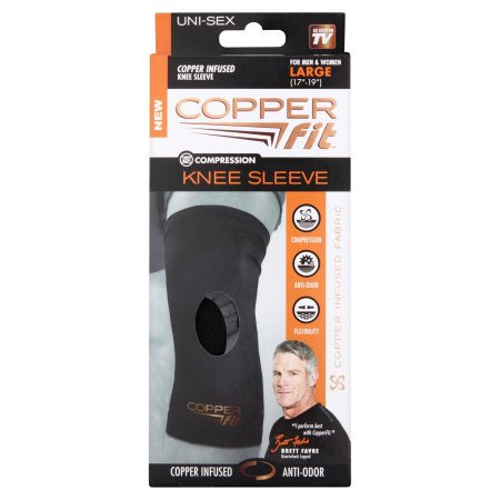 Copper Fit CFKLO40815 Compression knee Sleeve Large(17"-19") Black