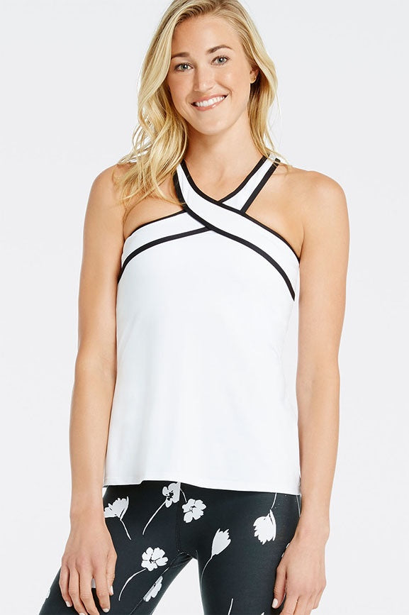 Fabletics White/Black Chicago Top-SHG/GG/SHW