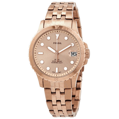 Fossil Quartz Rose Gold Dial Rose Gold-tone Ladies Watch  ES4748