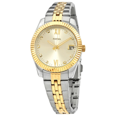 Fossil Scarlette Mini Quartz Crystal Gold Dial Ladies WatchItem No. ES4949