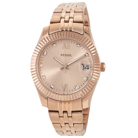 Fossil Scarlette Mini Quartz Crystal Rose Gold Dial Ladies Watch  ES4898