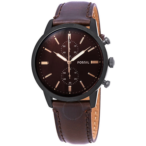 Fossil Townsman FS5437 Elegant Japanese Movement Chronograph Brown Leather Watch