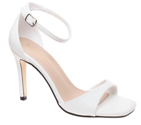 Pierre Dumas Sindy-1  Women Slip On Open Toe Ankle Strap Heel Shoe-White