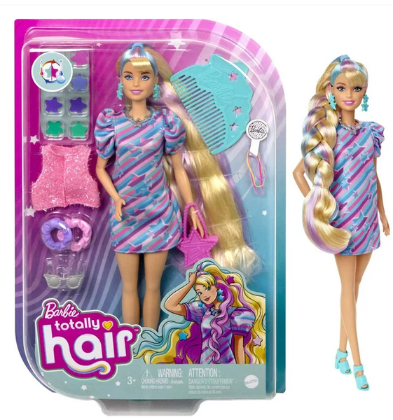 Barbie Totally Hair Star-Themed Doll, inch Fantasy Hair, Dress