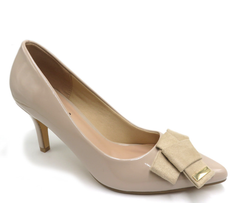 Pierre Dumas Bloom-11 Women Slip On Pointed Toe Heel Shoe -Patent Nude
