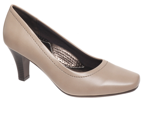 Pierre Dumas Simone-1 Women Slip On Round Toe Fudge Heel Shoe Taupe