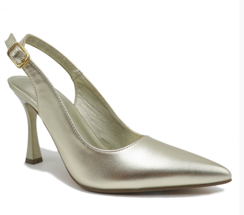 Pierre Dumas Sleek-2 Women Slip On Round Toe Heel Shoe -Gold