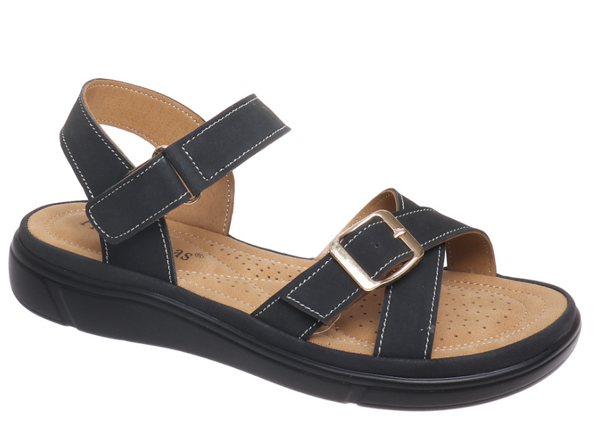 Pierre Dumas Skyla 2 Women Open Toe & Heel Ankle Strap Wedge Heel Sandal Black