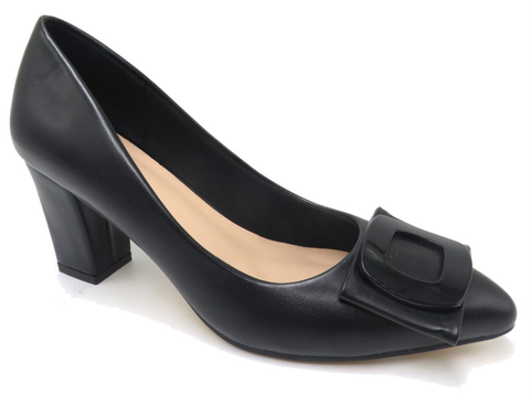 Pierre Dumas Olympia-7  Women Slip On Round Toe Fudge Heel Shoe -Black