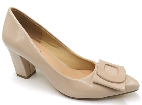 Pierre Dumas Olympia-7 Women Slip On Round Toe Fudge Heel Shoe -Nude