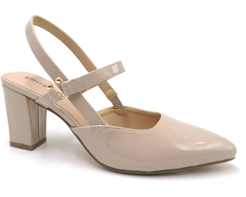 Pierre Dumas Olympia 6 Women Slip On Round Toe Ankle Strap Heel Shoe Nude