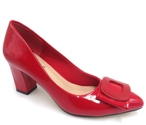 Pierre Dumas Olympia-7 Women Slip On Round Toe Fudge Heel Shoe -Red