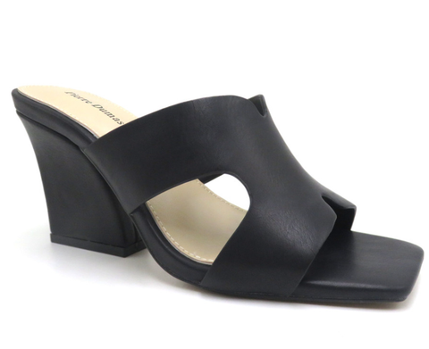 Pierre Dumas Award 2  Women Open Toe Wedge Heel Slip On Shoe -Black