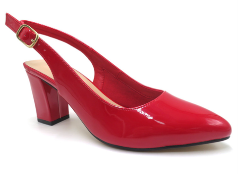 Pierre Dumas Olympia 2   Pointed Toe  Ankle Strap Woman Shoe-Patent Red