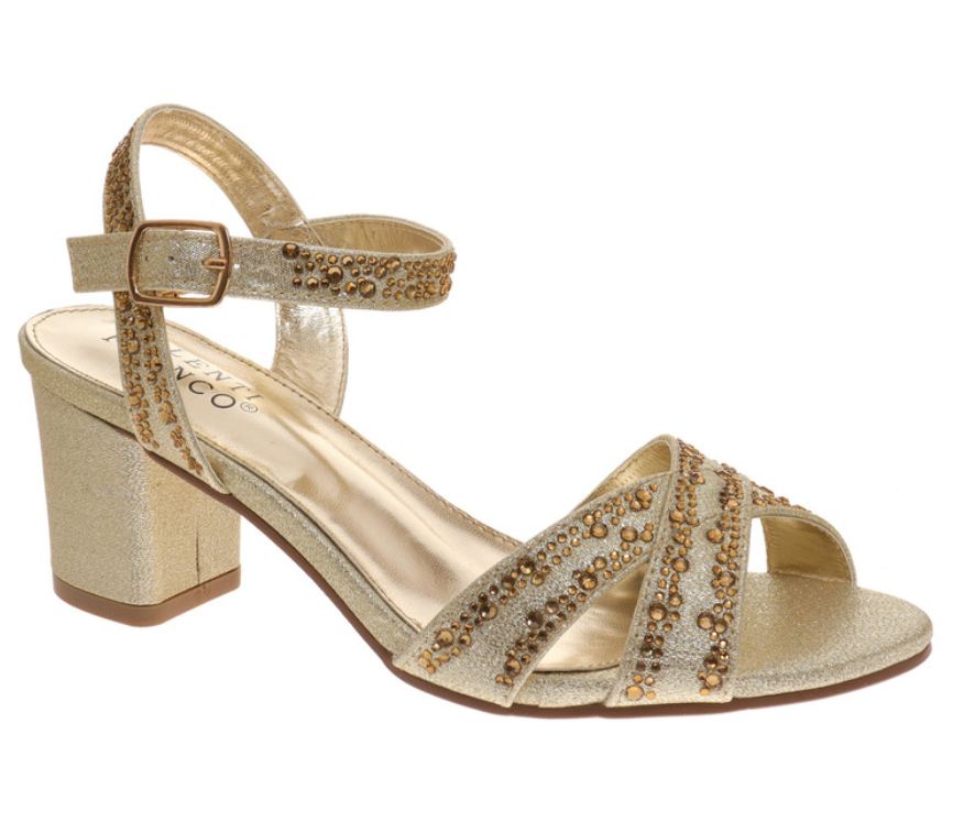 Valenti Franco Woman Leona-6 Open mouth Ankle Strap Wedge Shoe-Gold