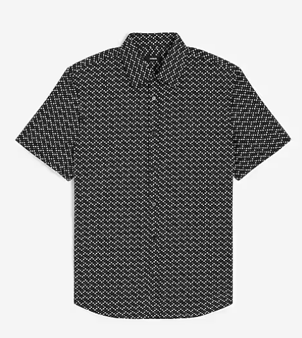 Express Dot Print Short Sleeve 1MX Dress Shirt-Jet Black