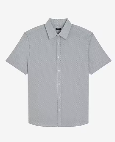 Express Mini Geo Short Sleeve 1MX Dress Shirt-White