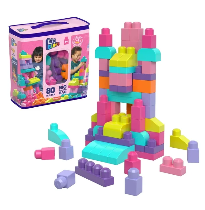 MEGA BLOKS Fisher-Price Toy Blocks Pink Big Building Bag With