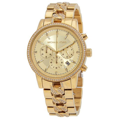 Michael Kors Women's Ritz Stainless Steel Watch With Crystal Topring