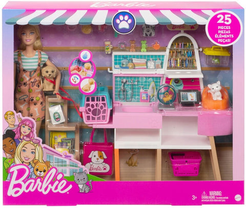 Barbie Doll and Pet Boutique Play  Set With 4 Pets