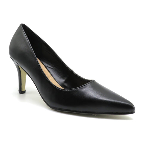 Pierre Dumas Bloom-1  Women Slip On Round Toe Heel Shoe -Black